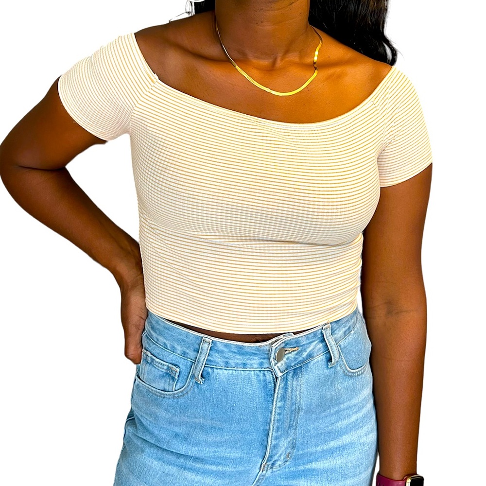 Yellow striped Pacsun crop top